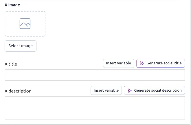 X image, X title and X description fields in Yoast SEO