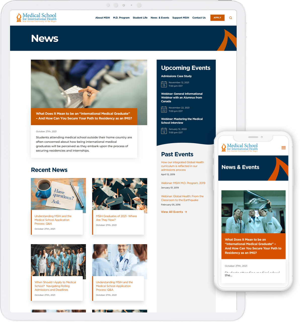 Redesigned architecture and branding for an international medical school — secondary screenshot