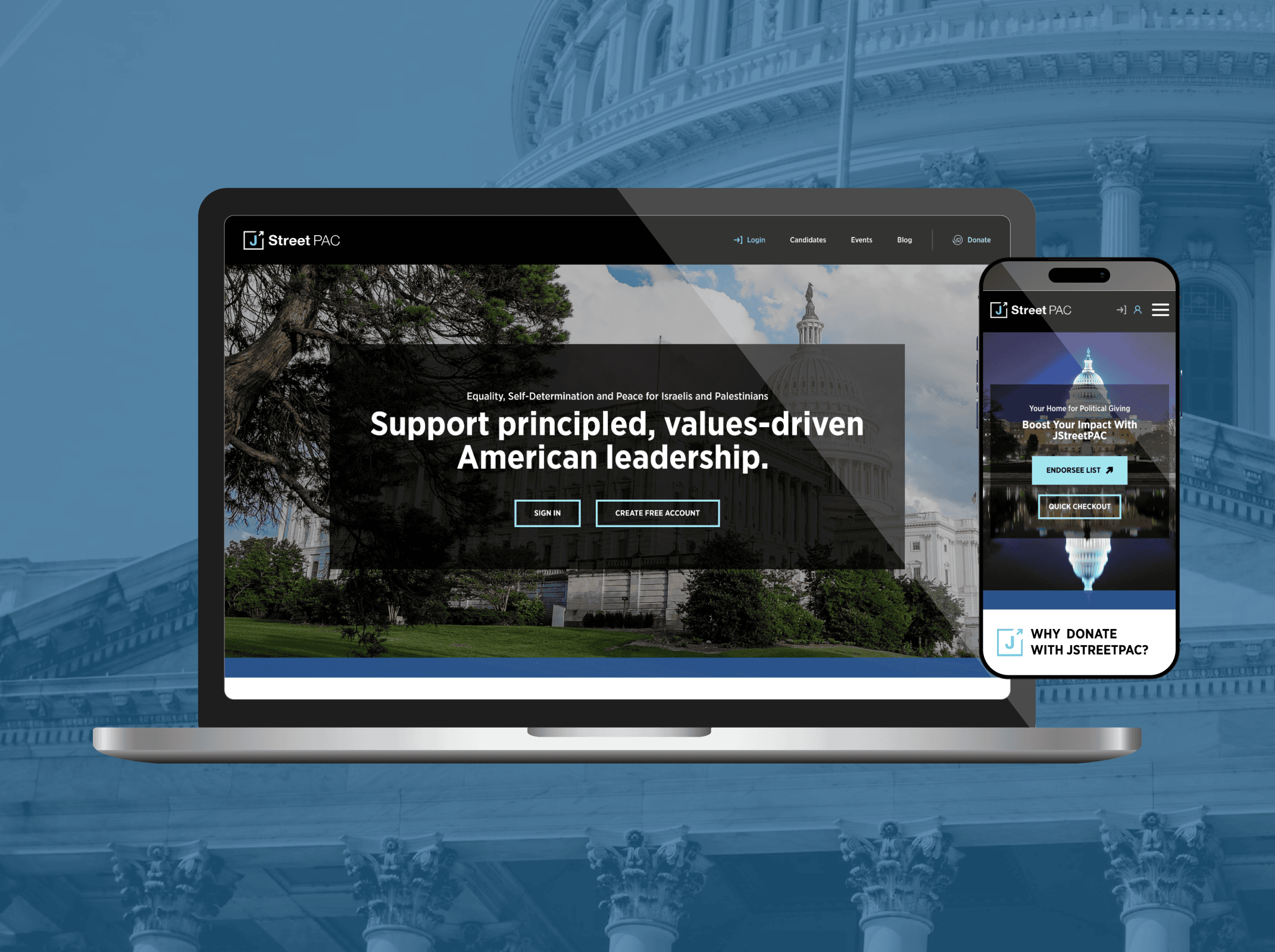 Modernized political advocacy site with member login and donor tracking