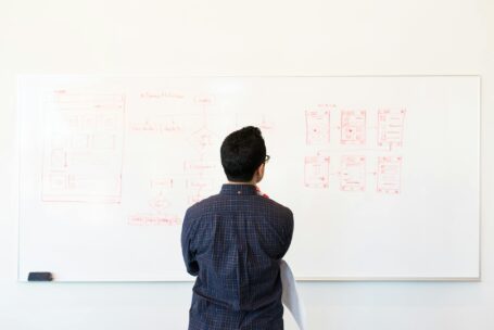 Man planning an Email Workflows for a Nonprofit on a whiteboard