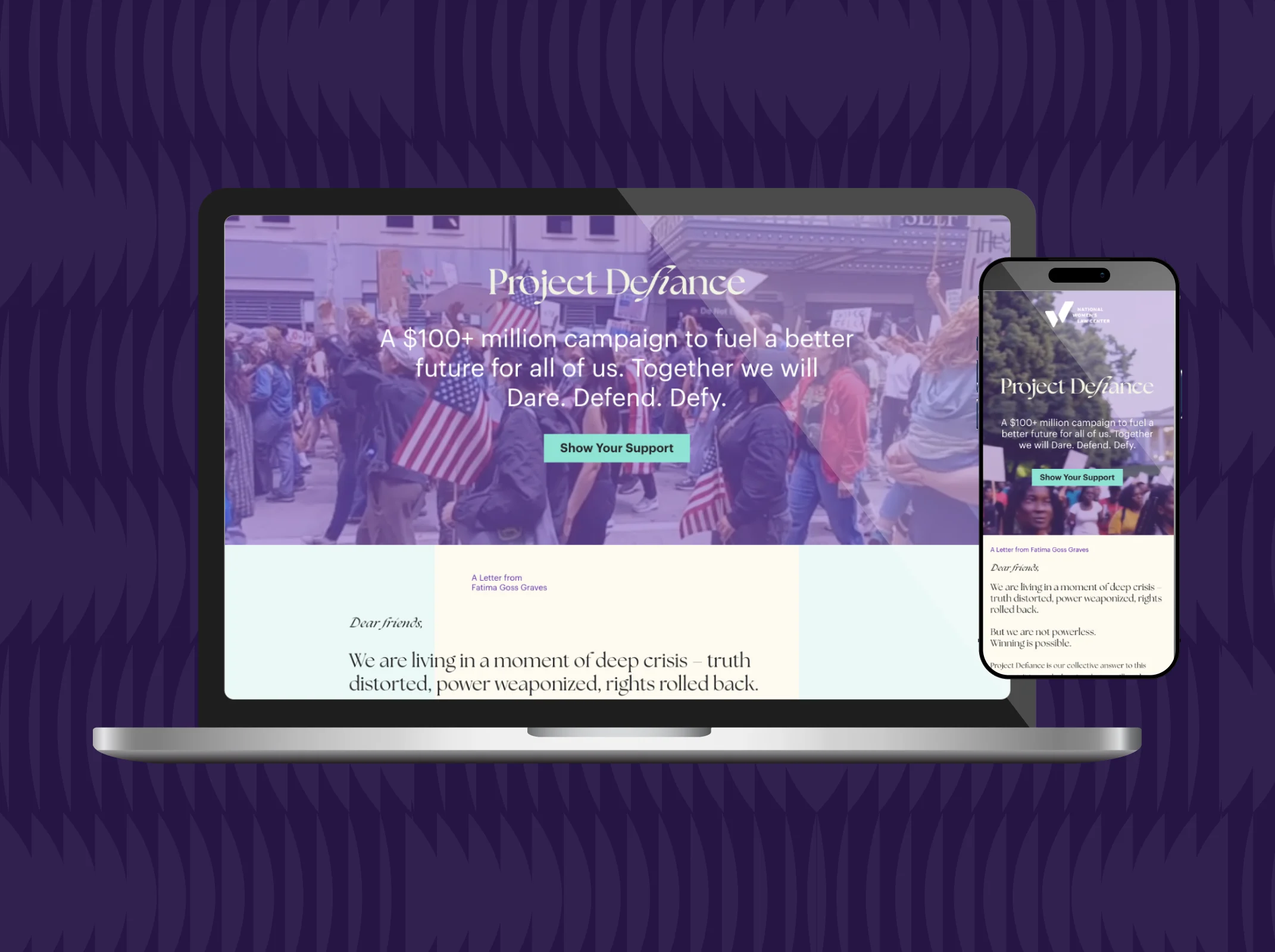 Project Defiance: a $100M+ gender-justice campaign site for NWLC